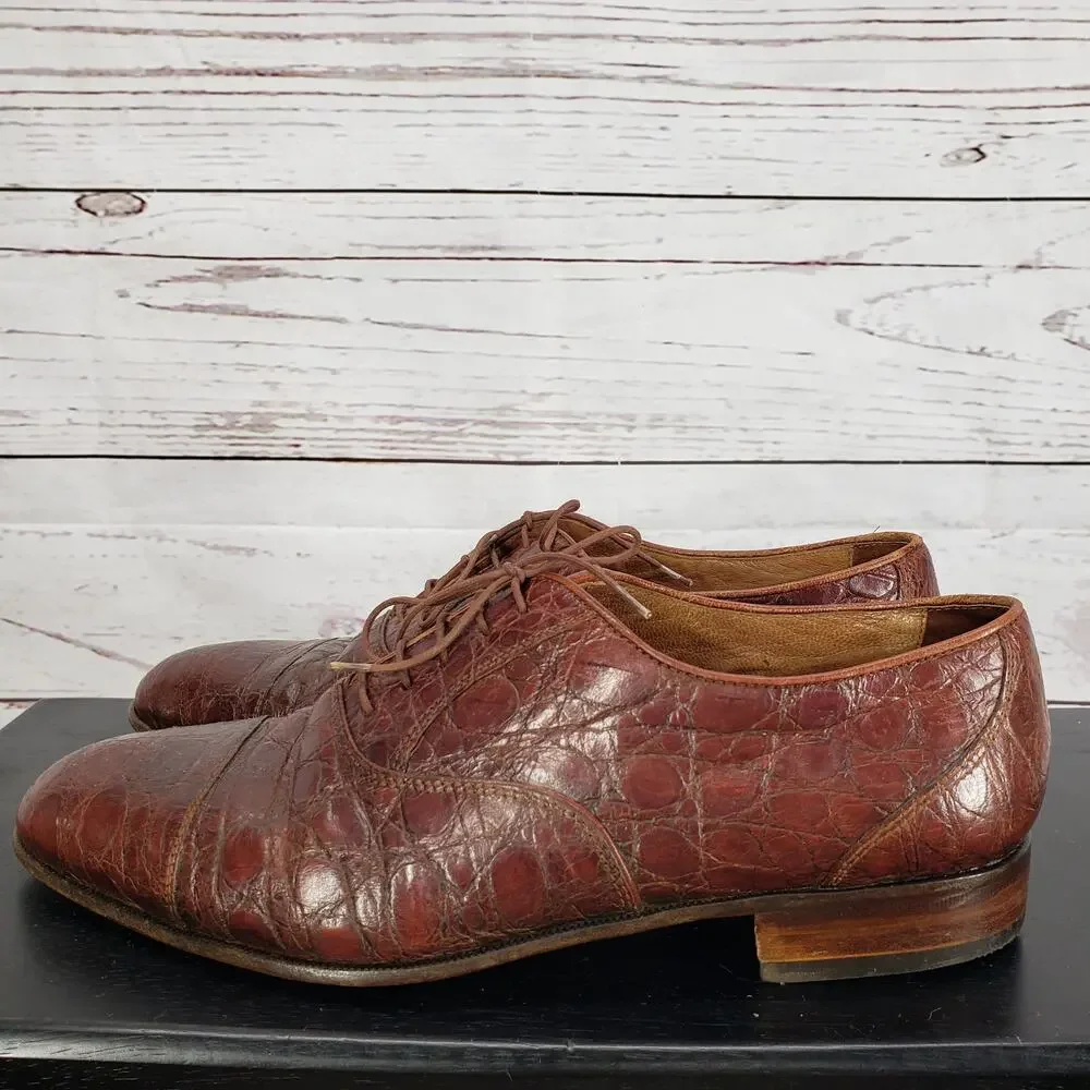 Beltrami Men's Crocodile Made in Italy Oxford Dress Shoes Size 8